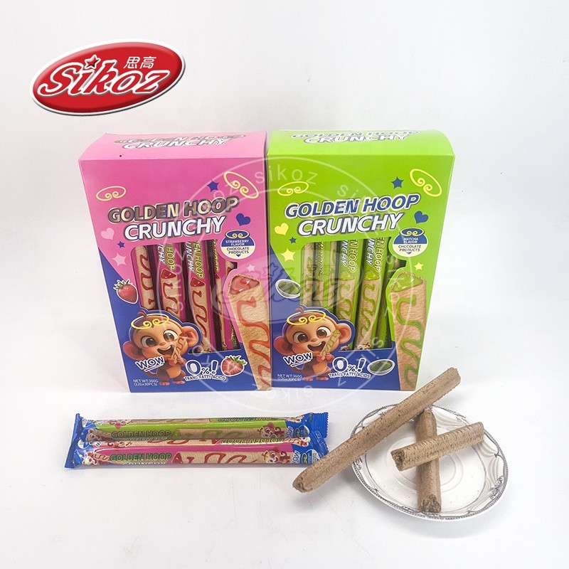 Sandwich Wafer Cookies with Strawberry and Matcha Flavors