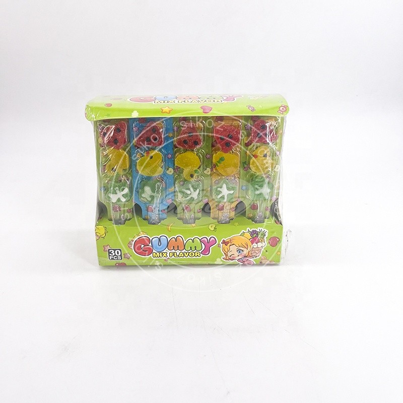 Fun Cartoon Fruit Juice Gummy Candy Lollipop
