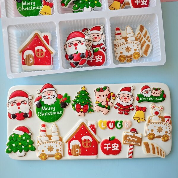 Customized Christmas Chocolate Cake Decoration Supplier - Santa Claus Tree Mixed Ornament