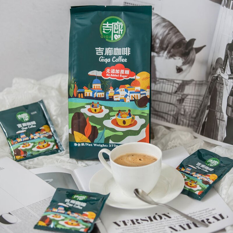 Premium 2-in-1 White Instant Coffee Supplier - 375g Bag Sweet Taste with Sugar Flavor