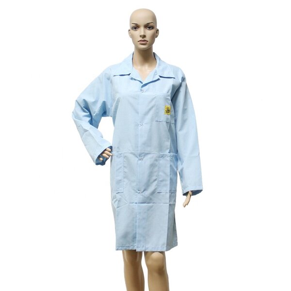Anti-static Labcoat Factory - TC Cotton Conductive Fiber Cleanroom Coat