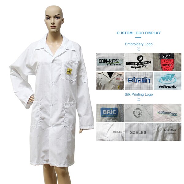 ESD Labcoat Manufacturer - 5mm Grid Polyester Cotton Conductive Fiber Coat