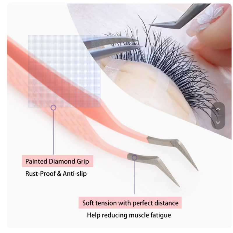 Custom Logo Lash Tweezers Factory - Professional Straight Fiber Tip Applicator