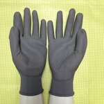 Safety Gloves Supplier - Black Gray PU Palm Coating Work Gloves