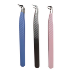 Lash Tweezers Supplier - J Curve Beige Blue Fiber Tip Nano Tip Tweezers