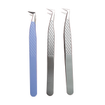 Lash Tweezers Supplier - J Curve Beige Blue Fiber Tip Nano Tip Tweezers