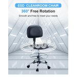 ESD Cleanroom Chair Supplier - Adjustable PU Leather with Foot Rest