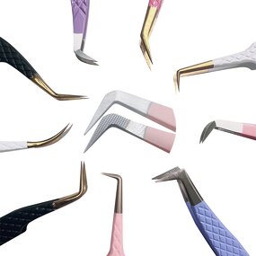 Print Logo Eyelash Tweezers Manufacturer - 45 75 90 Degree Nano Grip Tweezers