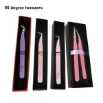 Stainless Steel Eyelash Tweezers Supplier - Volume Lash Fiber Tip Curved Grip