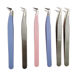 Lash Tweezers Supplier - J Curve Beige Blue Fiber Tip Nano Tip Tweezers