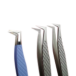 Lash Tweezers Supplier - J Curve Beige Blue Fiber Tip Nano Tip Tweezers