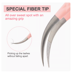Stainless Steel Eyelash Tweezers Supplier - Volume Lash Fiber Tip Curved Grip