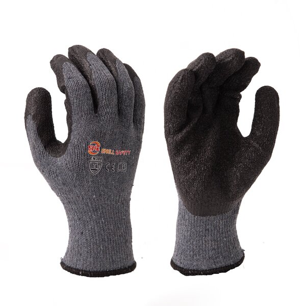 Latex Coated Gloves Supplier - Snell Safety 10 Gauge Black Crinkle