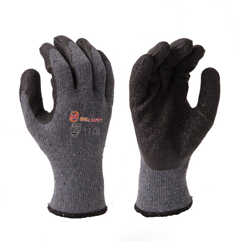 Latex Coated Gloves Supplier - Snell Safety 10 Gauge Black Crinkle