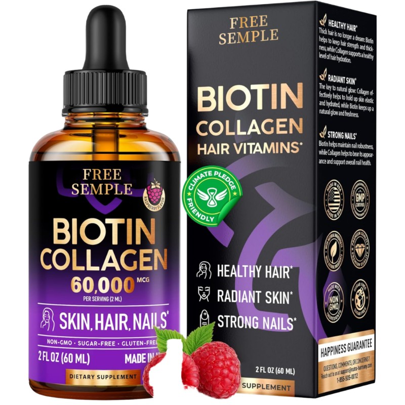 OEM Private Label Sugar Free Collagen Liquid Hair Growth Biotin Drops for Women and Men Skin Nail Hair Care