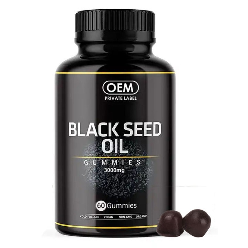 OEM Private Label Wholesale Organic Black Seed Oil Gummy Vegan Black Cumin Seed Gummies for Slimming Hair Skin Health