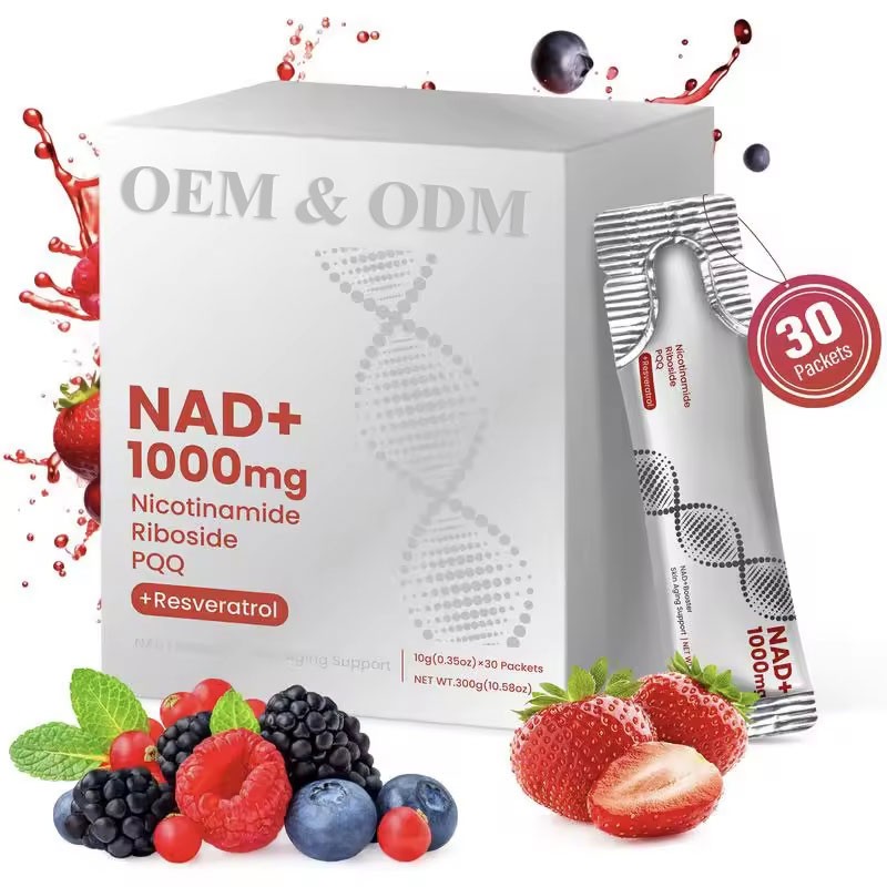 OEM ODM NAD+ Liquid Nicotinamide Riboside 1000mg Berry Flavor Drink Mix 30 Pack for Adult Skin Health & Energy Focus