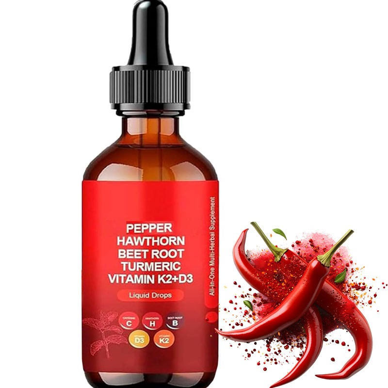 OEM 60ml Pepper Drops Supplement Liquid With D3K2 Beet Root Powder Curcumin Supplement Support Immune in Stock
