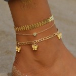 Gold Plated Retro Thick Chain Anklet Bracelet Personalized Retro Style for Women Girls