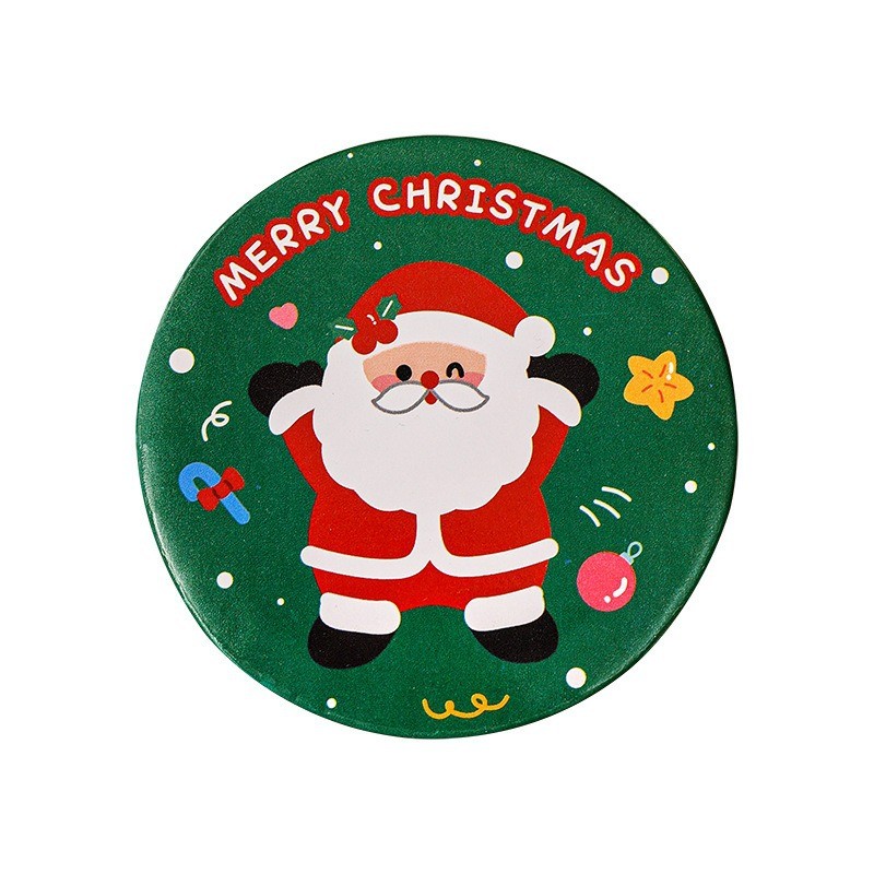 Cartoon Christmas Mini Portable Round Mirror Cute Handheld Student Award Gift Small Christmas Gift for Students