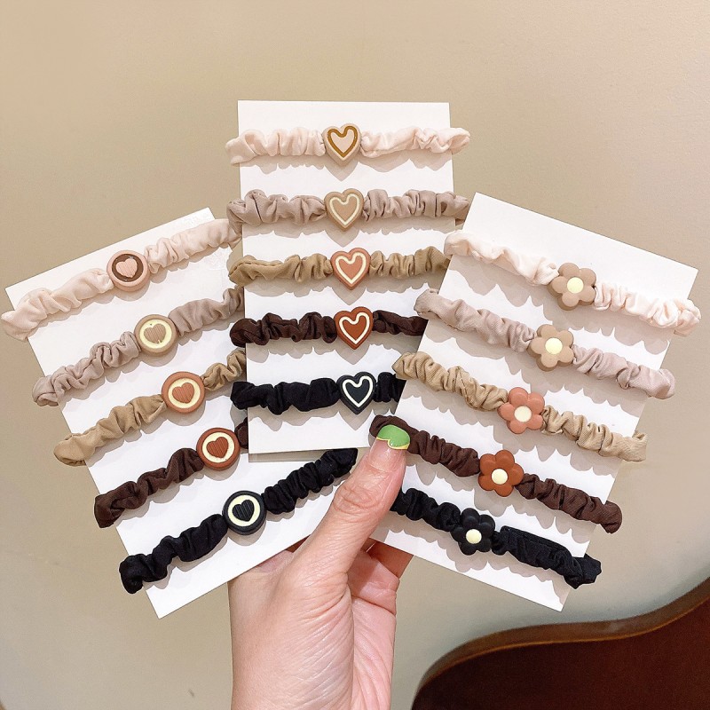 Wholesale Women's High Sensation Hair Accessories Ice Silk Small Intestine Ball Head High Ponytail Fabric Pearl Rubber Hairbands