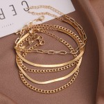 Gold Plated Retro Thick Chain Anklet Bracelet Personalized Retro Style for Women Girls