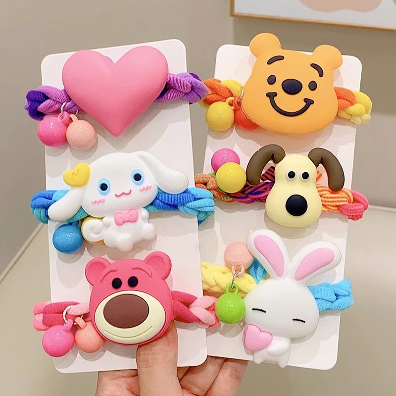 Wholesale Cute Cartoon Satin Hair Rope DIY Hair Accessories with Leather Cover Rainbow Braided Children's and Women's Hairband
