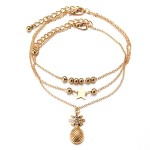 Gold Plated Retro Thick Chain Anklet Bracelet Personalized Retro Style for Women Girls