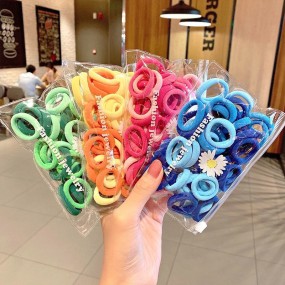 50pcs/bag Wholesale Small Gradient Color Hair Band Female Children's Rubber Band Towel Scrunchie Sweet Simple Tie Hair Head