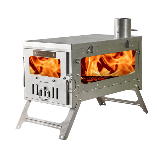 Titanium Wood Stove Factory - Portable with Side Glass and 2.2m Pipes