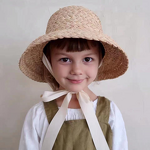 Kids Beach Hat Supplier - Retro Raffia Large Brim Bucket