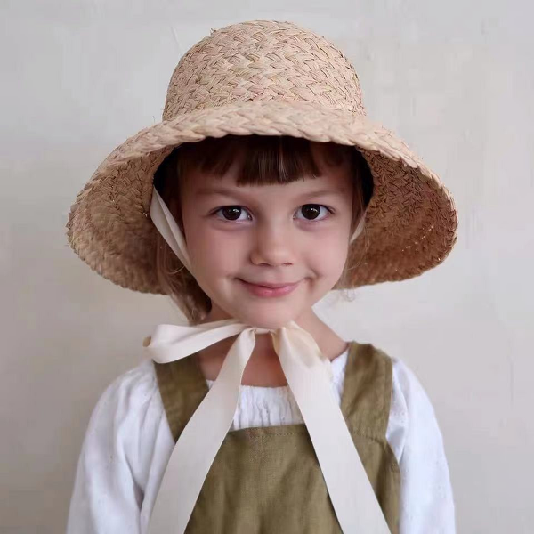 Kids Beach Hat Supplier - Retro Raffia Large Brim Bucket