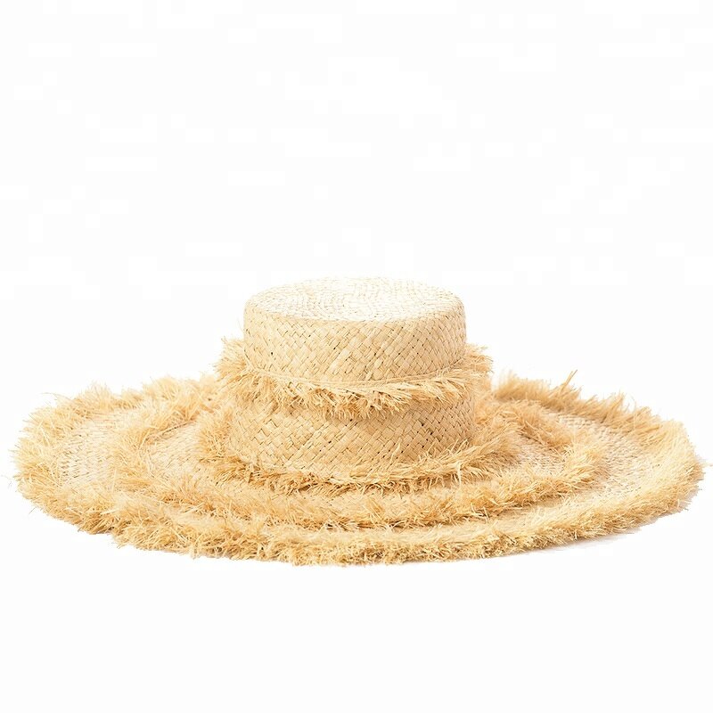 Straw Hat Supplier - Handmade Flat Top Raffia with Tassel