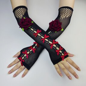Halloween Gloves Manufacturer - HZS-25056 Punk Long Hollow