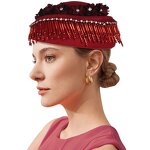 Vintage Turban Supplier - HZM-25237 Felt Fringe Derby Fascinator