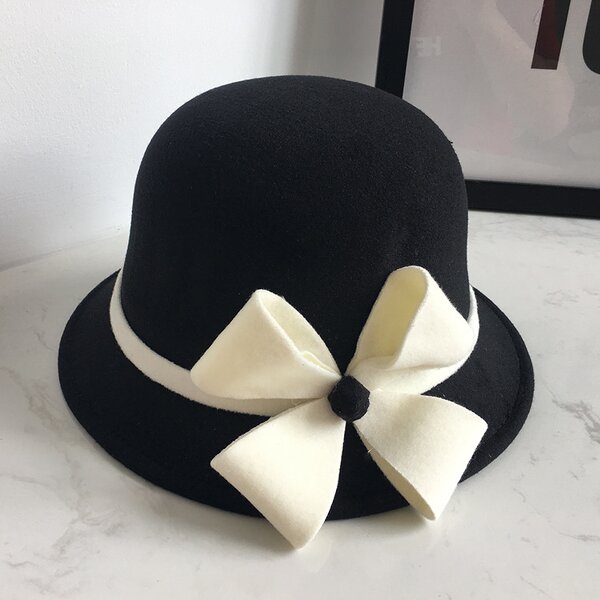Wool Vintage Cloche Manufacturer - HZM-60894 1920s with Bow