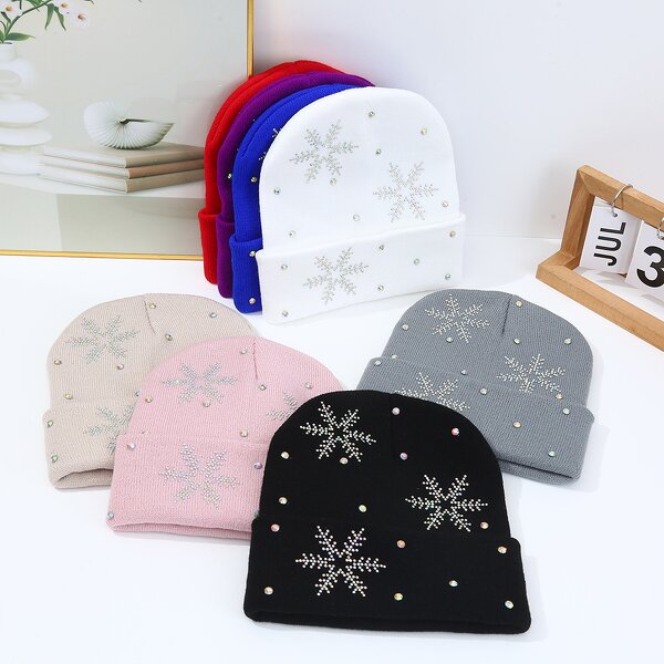 Snowflake Beanie Manufacturer - HZM-25623 Best-selling Diamond-studded