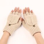 Winter Mittens Supplier - HZS-25053 Ladies Ribbed Fluffy Cover