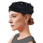 Vintage Turban Supplier - HZM-25237 Felt Fringe Derby Fascinator