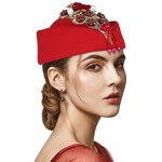 Church Fascinator Manufacturer - HZM-25238 With Tassels Lady Beret