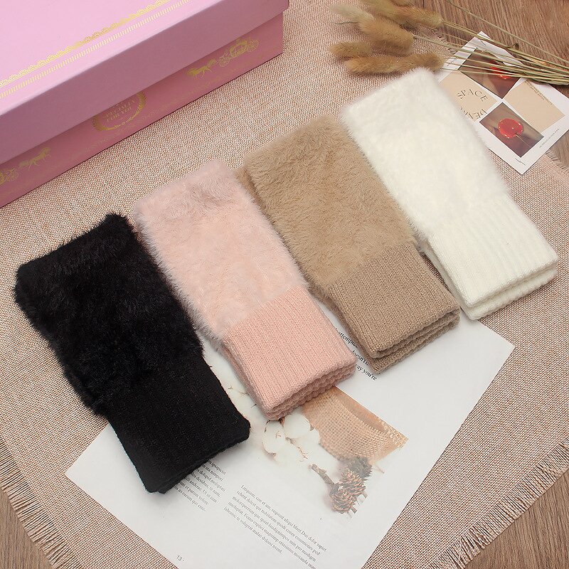 Winter Plush Gloves Supplier - HZS-25049 Women's Warm Knitted