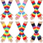 Rainbow Gloves Manufacturer - HZS-25038 Striped Elbow Fingerless