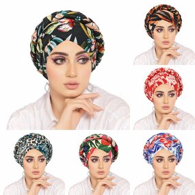 African Hair Wrap Supplier - HZM-25646 Muslim Print Turban