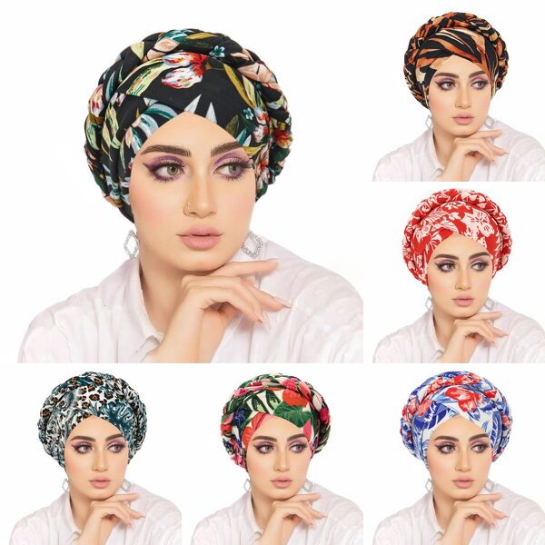 African Hair Wrap Supplier - HZM-25646 Muslim Print Turban