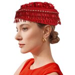 Vintage Turban Supplier - HZM-25237 Felt Fringe Derby Fascinator