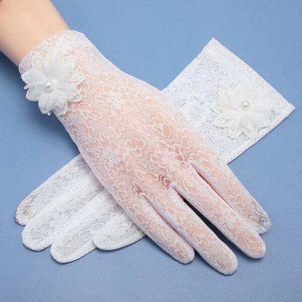 Lace Gloves Supplier - HZS-25039 Flower Pearl Wedding Party