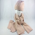 Knitted Set Manufacturer - HZM-18077 Beanie Hat Scarf Gloves