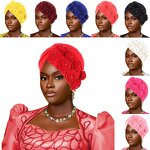 Nigerian Turban Supplier - HZM-25635 Auto Gele with Flower