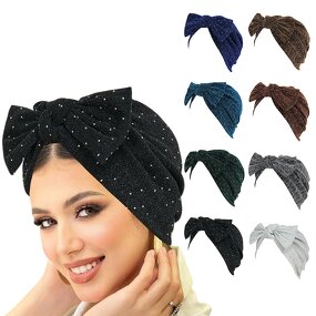 Ladies Turban Supplier - HZM-25589 Wrap with Bow Decoration