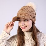 Winter Hat Manufacturer - HZM-25008 Women's Pom Pom Korean